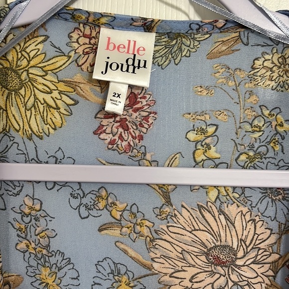 Belle Du Jour Blue Floral Lace Detail Sheer Kimono Size 2X - Picture 7 of 10